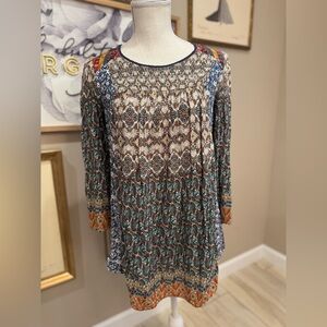 FLYING TOMATO Colorful Boho 3/4 Sleeve Top